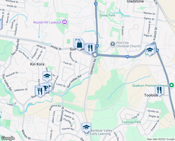 map of restaurants, bars, coffee shops, grocery stores, and more near 4 Sun Valley Road in Sun Valley