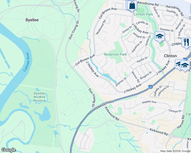 map of restaurants, bars, coffee shops, grocery stores, and more near 174 J Hickey Avenue in Clinton