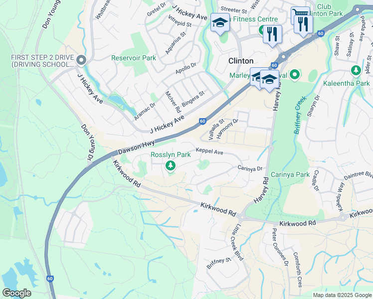 map of restaurants, bars, coffee shops, grocery stores, and more near 48 Keppel Avenue in Clinton