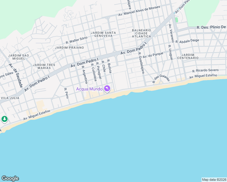 map of restaurants, bars, coffee shops, grocery stores, and more near 165 Rua Bolívia in Guarujá