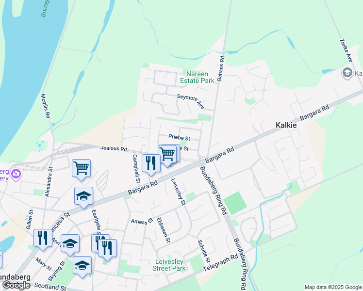map of restaurants, bars, coffee shops, grocery stores, and more near 10 Sloane Street in Kalkie