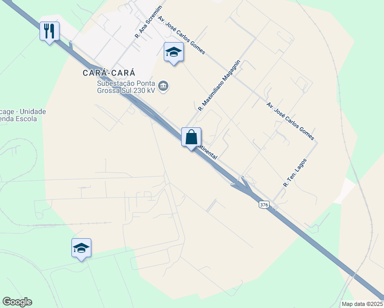 map of restaurants, bars, coffee shops, grocery stores, and more near in Ponta Grossa