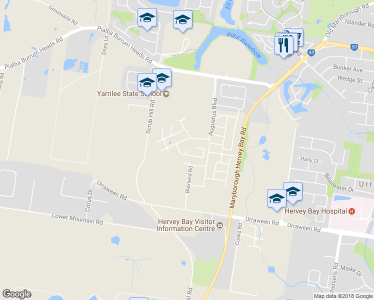 map of restaurants, bars, coffee shops, grocery stores, and more near Oxley Circuit in Urraween