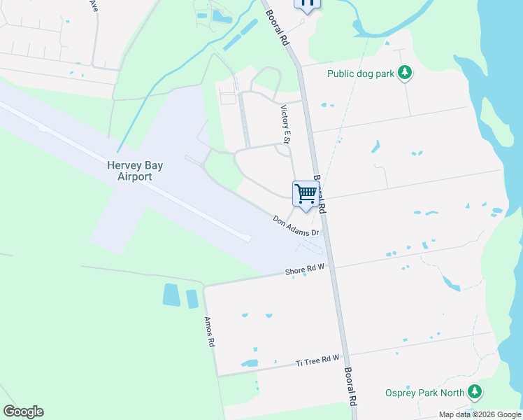 map of restaurants, bars, coffee shops, grocery stores, and more near Don Adams Drive in Urangan