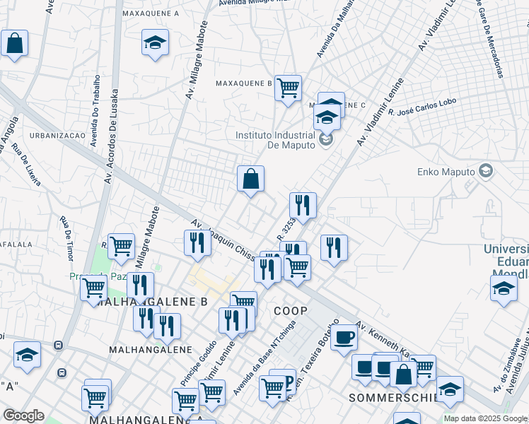 map of restaurants, bars, coffee shops, grocery stores, and more near Emilia Dausse in Maputo