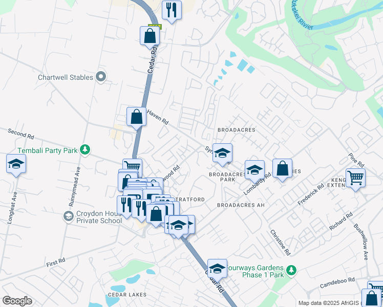 map of restaurants, bars, coffee shops, grocery stores, and more near 4 Poplar Avenue in Sandton