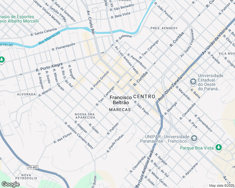 map of restaurants, bars, coffee shops, grocery stores, and more near 1060 Rua Vereador Romeu Lauro Werlang in Francisco Beltrão