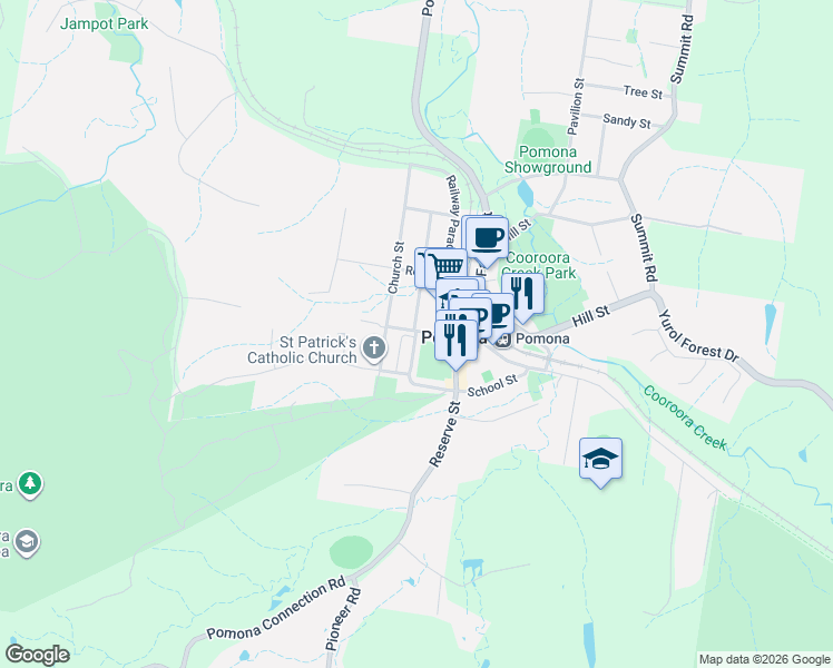 map of restaurants, bars, coffee shops, grocery stores, and more near 1 Rectory St in Pomona