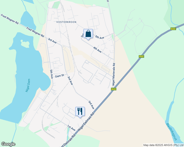 map of restaurants, bars, coffee shops, grocery stores, and more near in Nigel