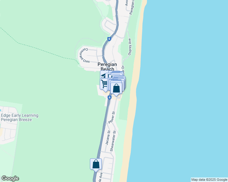 map of restaurants, bars, coffee shops, grocery stores, and more near 218 David Low Way in Peregian Beach