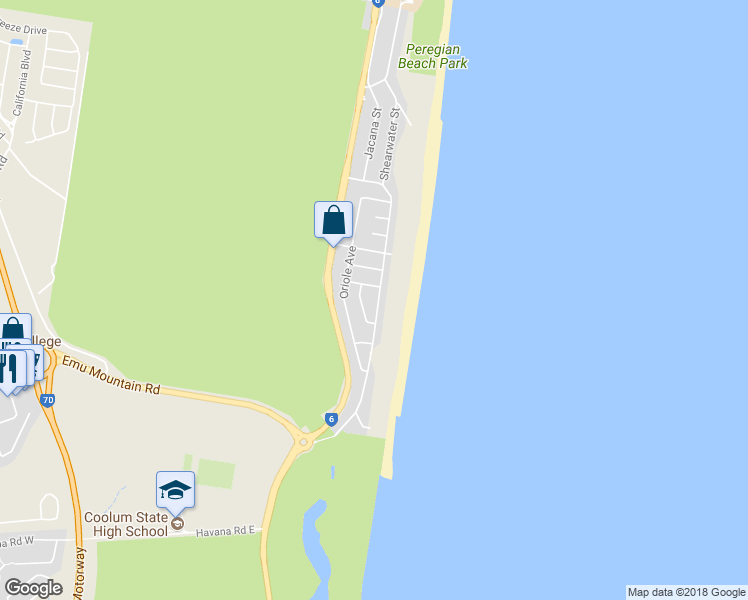 map of restaurants, bars, coffee shops, grocery stores, and more near 73 Lorikeet Drive in Peregian Beach