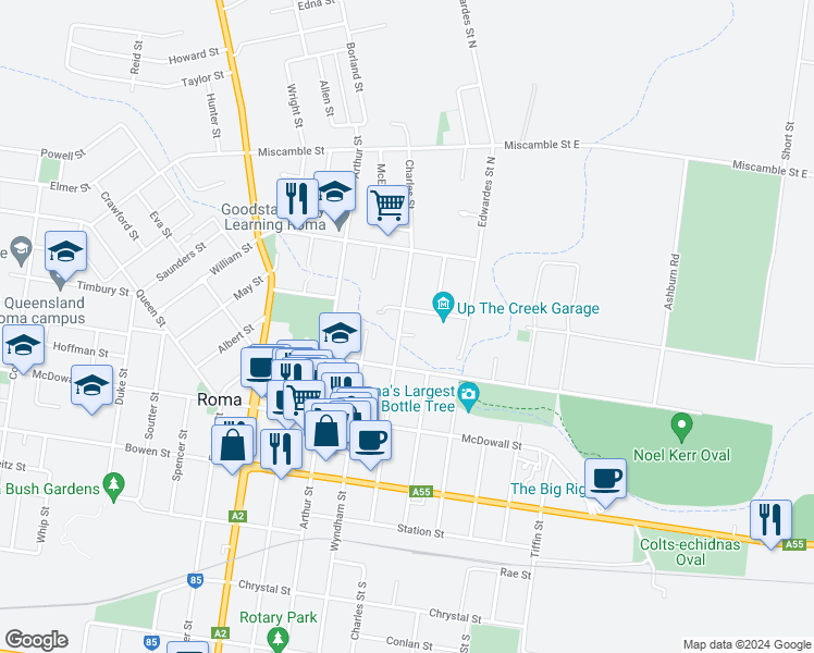 map of restaurants, bars, coffee shops, grocery stores, and more near 133 Charles Street in Roma
