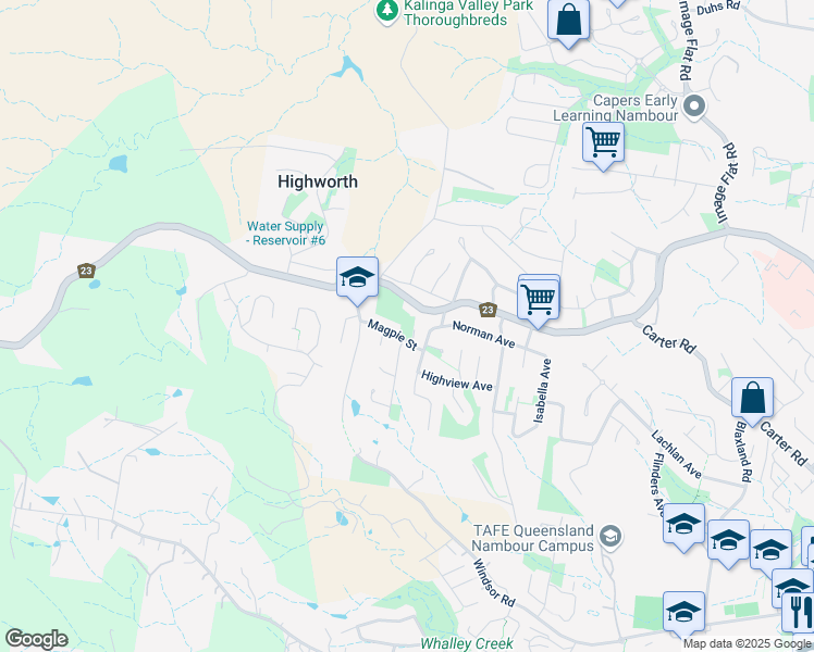 map of restaurants, bars, coffee shops, grocery stores, and more near 4 Magpie Street in Nambour