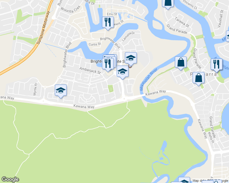 map of restaurants, bars, coffee shops, grocery stores, and more near Galah Place in Mountain Creek
