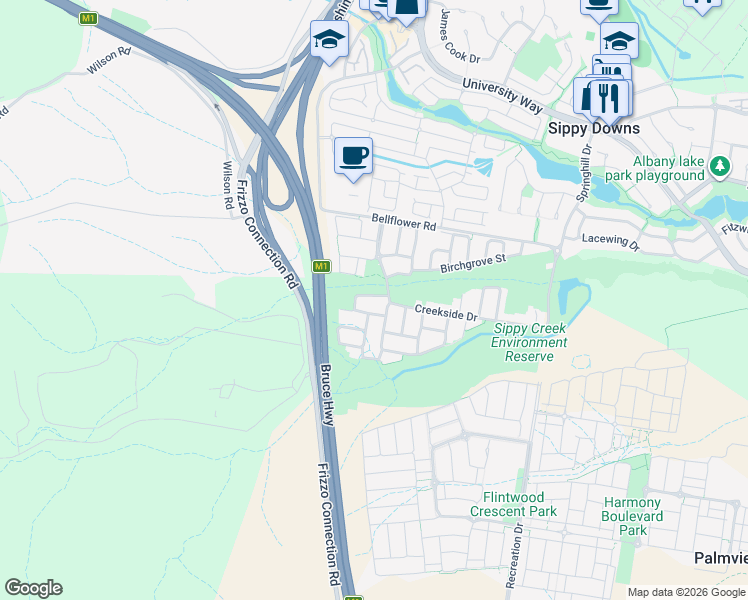 map of restaurants, bars, coffee shops, grocery stores, and more near 5 Barwon Crescent in Sippy Downs