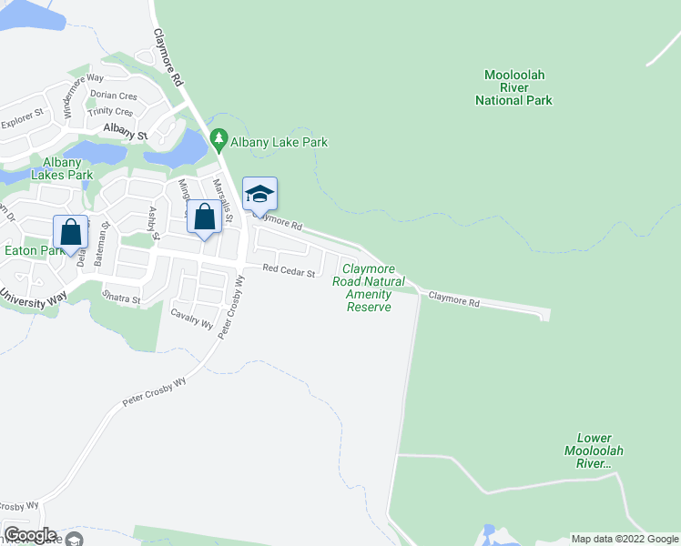 map of restaurants, bars, coffee shops, grocery stores, and more near 2 White Oak Street in Sippy Downs
