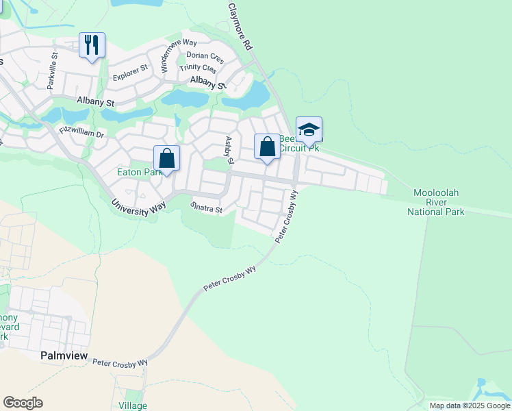 map of restaurants, bars, coffee shops, grocery stores, and more near 24 Flame Tree Avenue in Sippy Downs