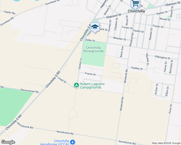 map of restaurants, bars, coffee shops, grocery stores, and more near 1 Irwin Street in Chinchilla