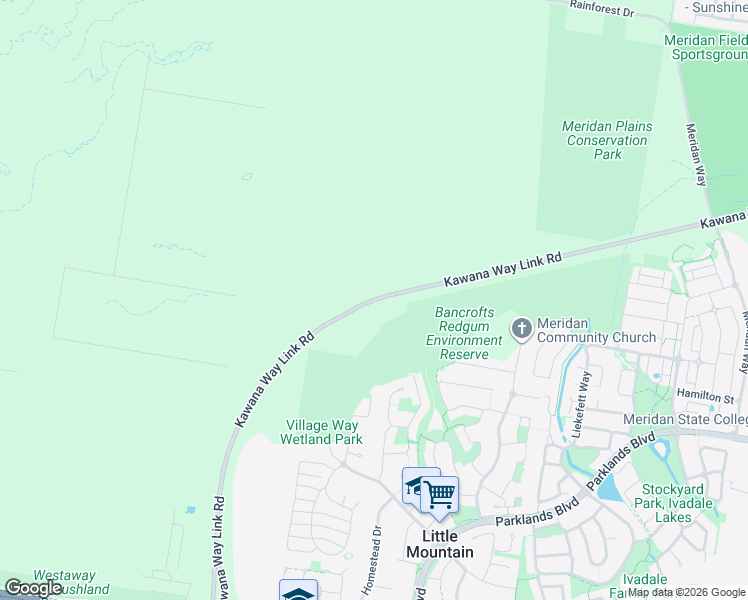 map of restaurants, bars, coffee shops, grocery stores, and more near Caloundra Mooloolaba Road in Little Mountain
