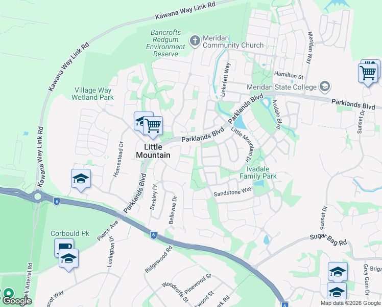 map of restaurants, bars, coffee shops, grocery stores, and more near 13 Heatherdale Court in Little Mountain