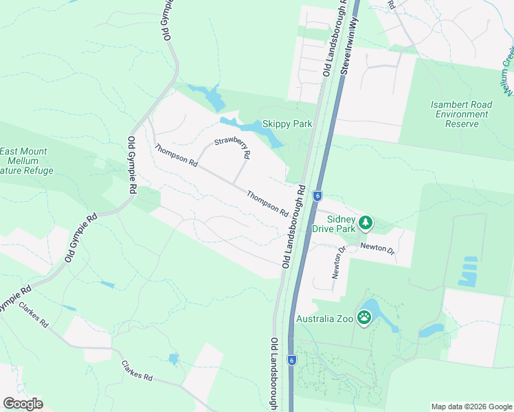 map of restaurants, bars, coffee shops, grocery stores, and more near 100 Thompson Road in Beerwah