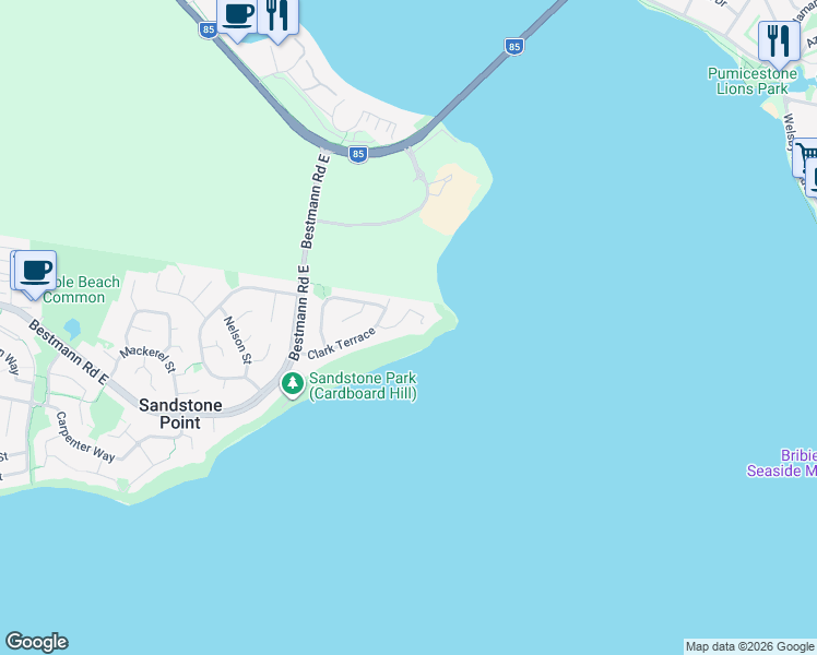 map of restaurants, bars, coffee shops, grocery stores, and more near 14 Howard Court in Sandstone Point