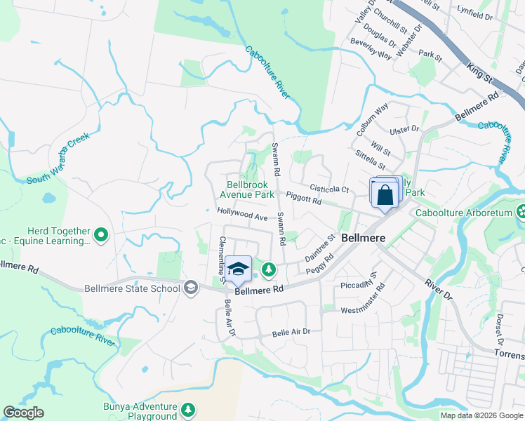 map of restaurants, bars, coffee shops, grocery stores, and more near 20 Pumello Court in Bellmere