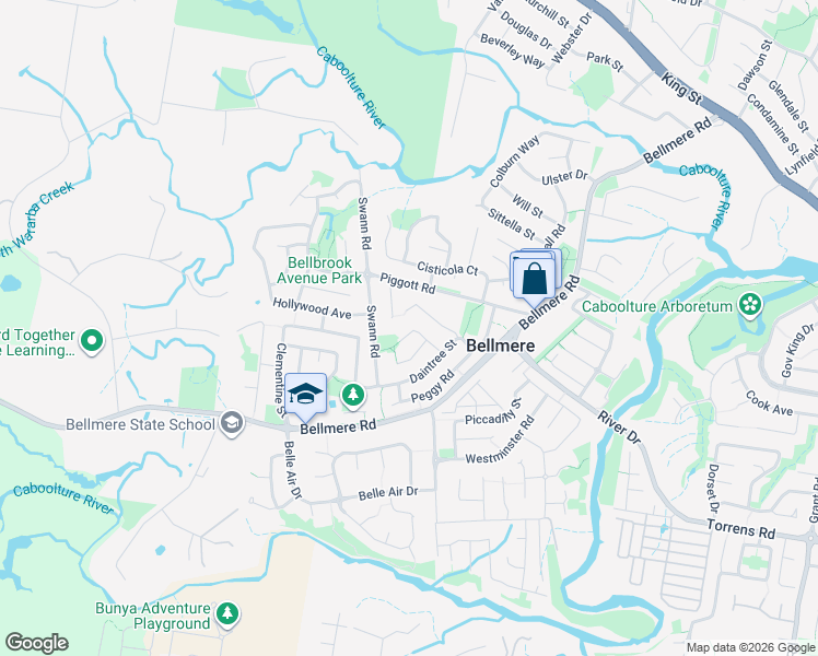 map of restaurants, bars, coffee shops, grocery stores, and more near 20 Tara Grove in Bellmere