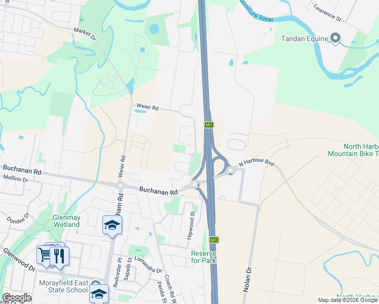 map of restaurants, bars, coffee shops, grocery stores, and more near 48 Summerhill Drive in Morayfield