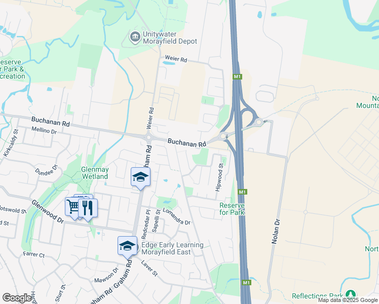 map of restaurants, bars, coffee shops, grocery stores, and more near 14 Wollemi Court in Morayfield