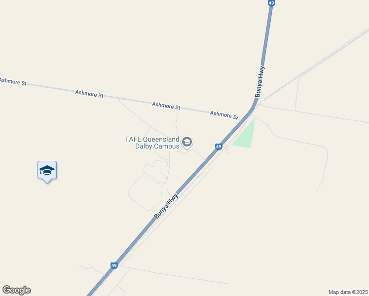 map of restaurants, bars, coffee shops, grocery stores, and more near 463 Bunya Highway in Dalby