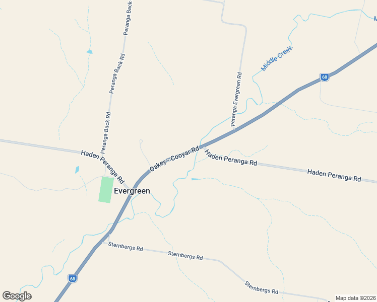 map of restaurants, bars, coffee shops, grocery stores, and more near Oakey-Cooyar Road in Evergreen