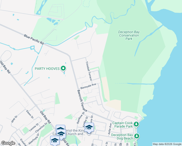 map of restaurants, bars, coffee shops, grocery stores, and more near 33 Antigua Crescent in Deception Bay