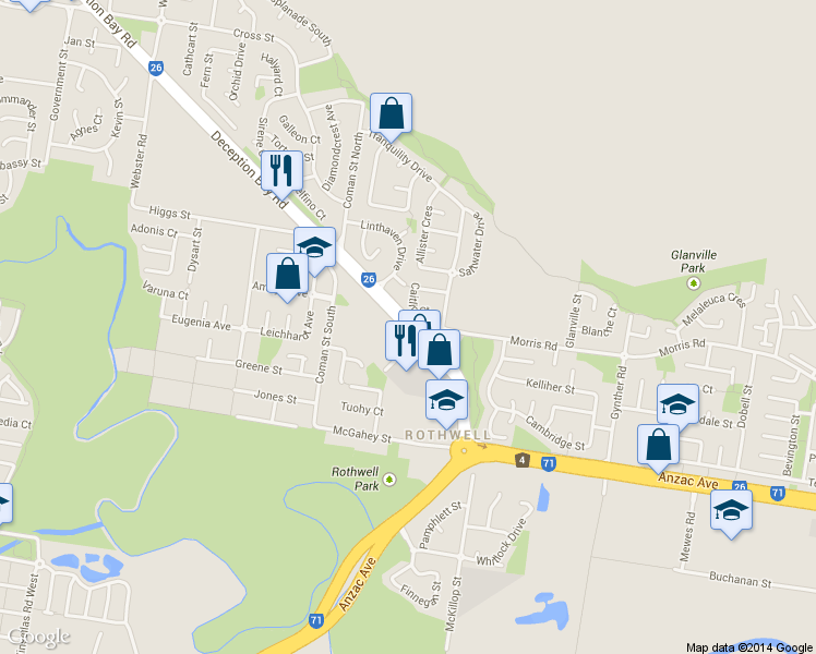 map of restaurants, bars, coffee shops, grocery stores, and more near Morris Road West in Rothwell