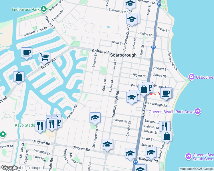 map of restaurants, bars, coffee shops, grocery stores, and more near 11 Amanda Street in Scarborough