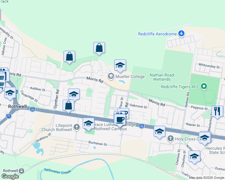 map of restaurants, bars, coffee shops, grocery stores, and more near 74 Morris Road in Rothwell