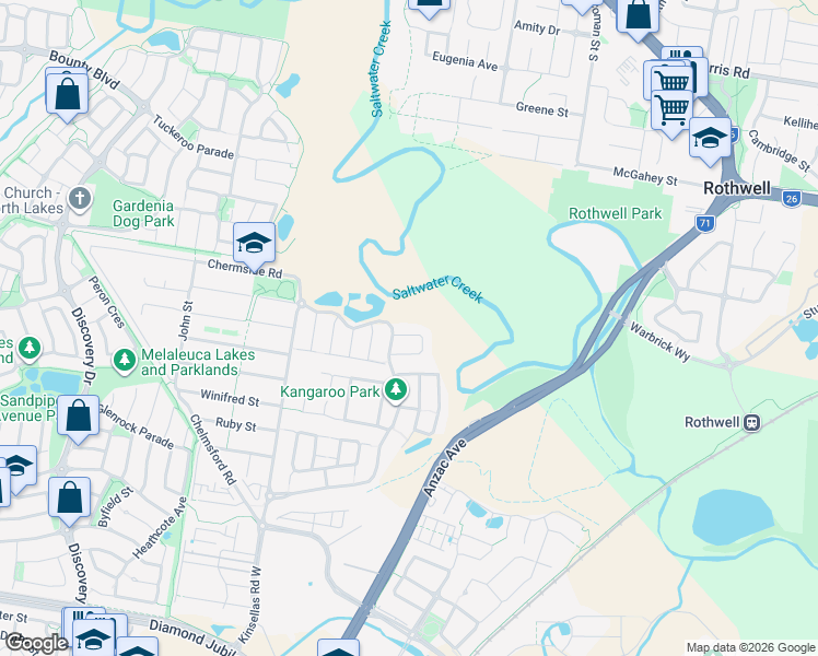 map of restaurants, bars, coffee shops, grocery stores, and more near 48 Tree Ring Circuit in Mango Hill