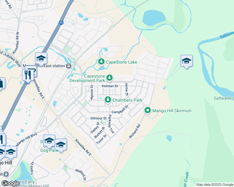map of restaurants, bars, coffee shops, grocery stores, and more near 2 Harris Street in Mango Hill