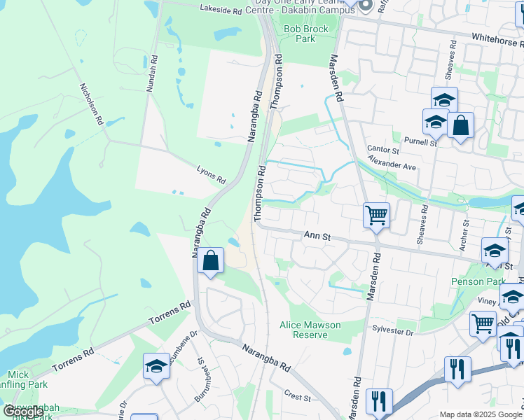 map of restaurants, bars, coffee shops, grocery stores, and more near 17 Tylah Street in Kallangur