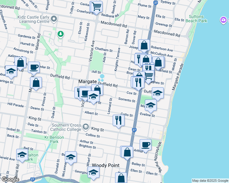 map of restaurants, bars, coffee shops, grocery stores, and more near 9 Adrian Street in Margate