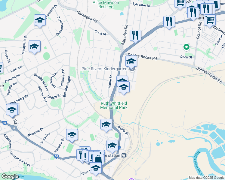map of restaurants, bars, coffee shops, grocery stores, and more near LOT 3 Anzac Avenue in Kallangur