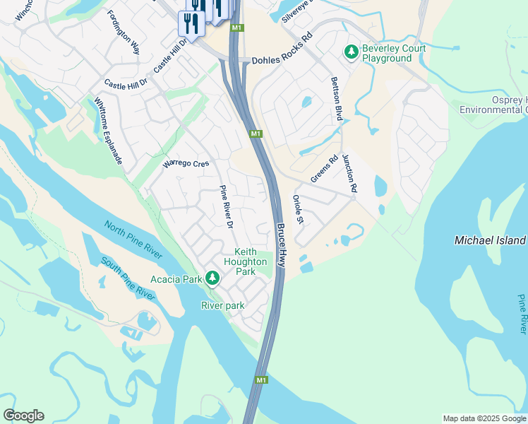 map of restaurants, bars, coffee shops, grocery stores, and more near 20 Yaraki Court in Murrumba Downs