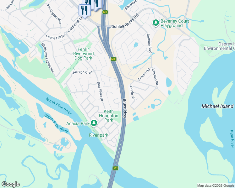 map of restaurants, bars, coffee shops, grocery stores, and more near 20 Yaraki Court in Murrumba Downs