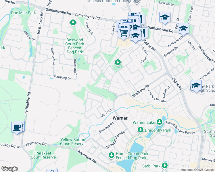 map of restaurants, bars, coffee shops, grocery stores, and more near 4 Pike Lane in Warner