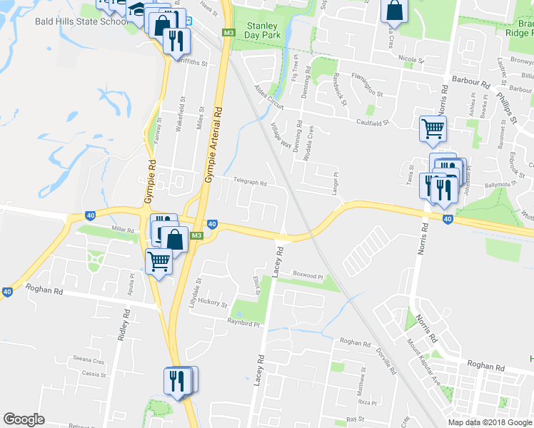 map of restaurants, bars, coffee shops, grocery stores, and more near 18 Meridian Place in Bald Hills