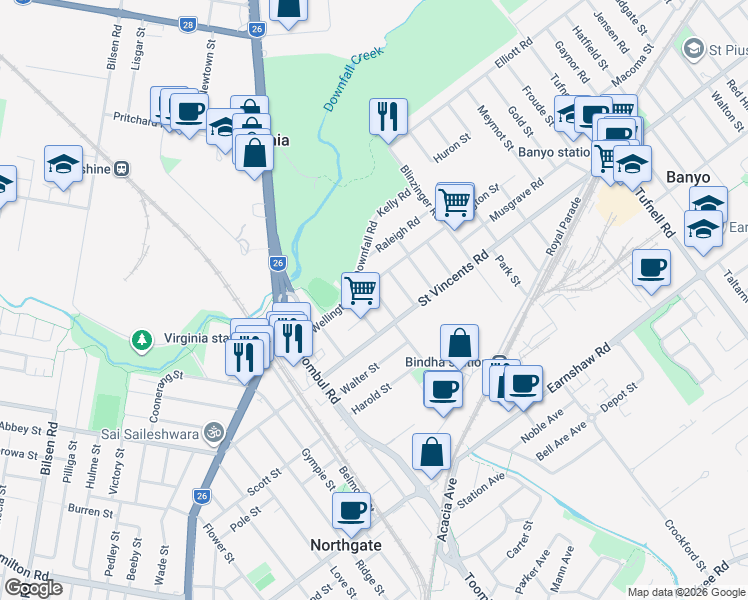 map of restaurants, bars, coffee shops, grocery stores, and more near 14 First Street in Virginia