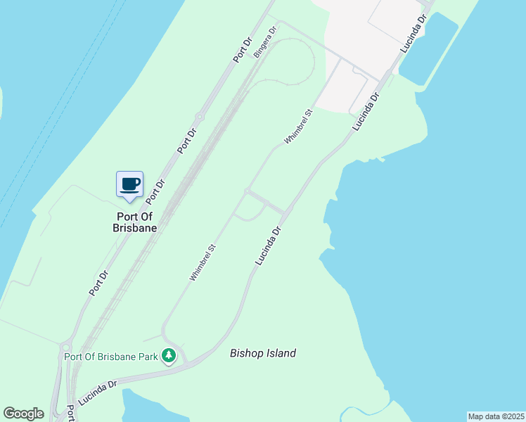 map of restaurants, bars, coffee shops, grocery stores, and more near 1 Sandpiper Avenue in Port of Brisbane