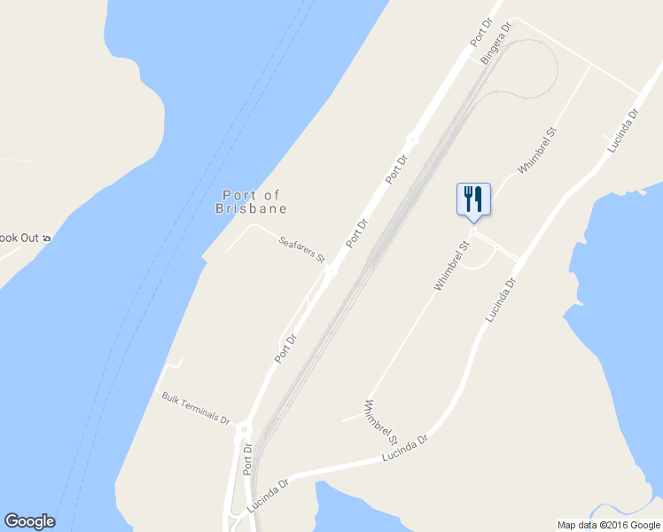 map of restaurants, bars, coffee shops, grocery stores, and more near 45 Port Dr in Port Of Brisbane
