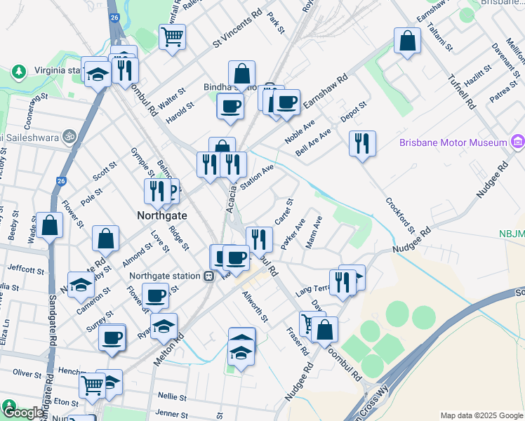 map of restaurants, bars, coffee shops, grocery stores, and more near 30 Junior Terrace in Northgate