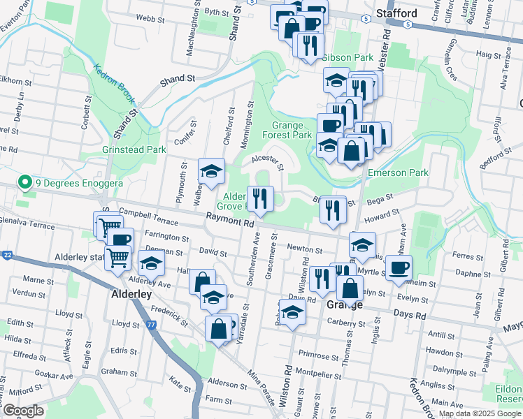 map of restaurants, bars, coffee shops, grocery stores, and more near 23A Blandford Street in Grange